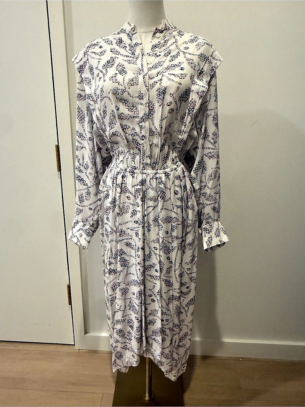 Isabel Marant Étoile Okley Printed Midi Shirt Dress Ecru Size 38